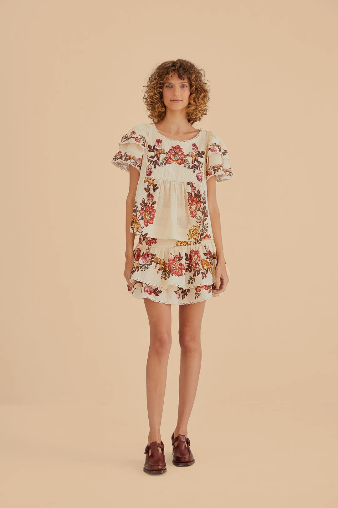 Sand Leopard Flowers Blouse sold by FARM Rio product image thumbnail 2