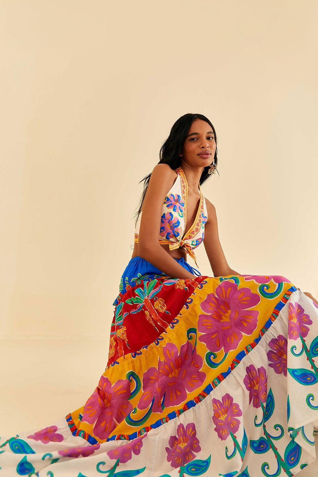 Off-White Vivid Garden Maxi Skirt sold by FARM Rio