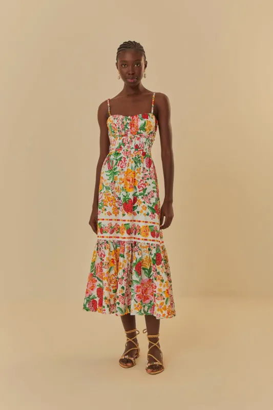 White Floral Sketch Midi Dress sold by FARM Rio