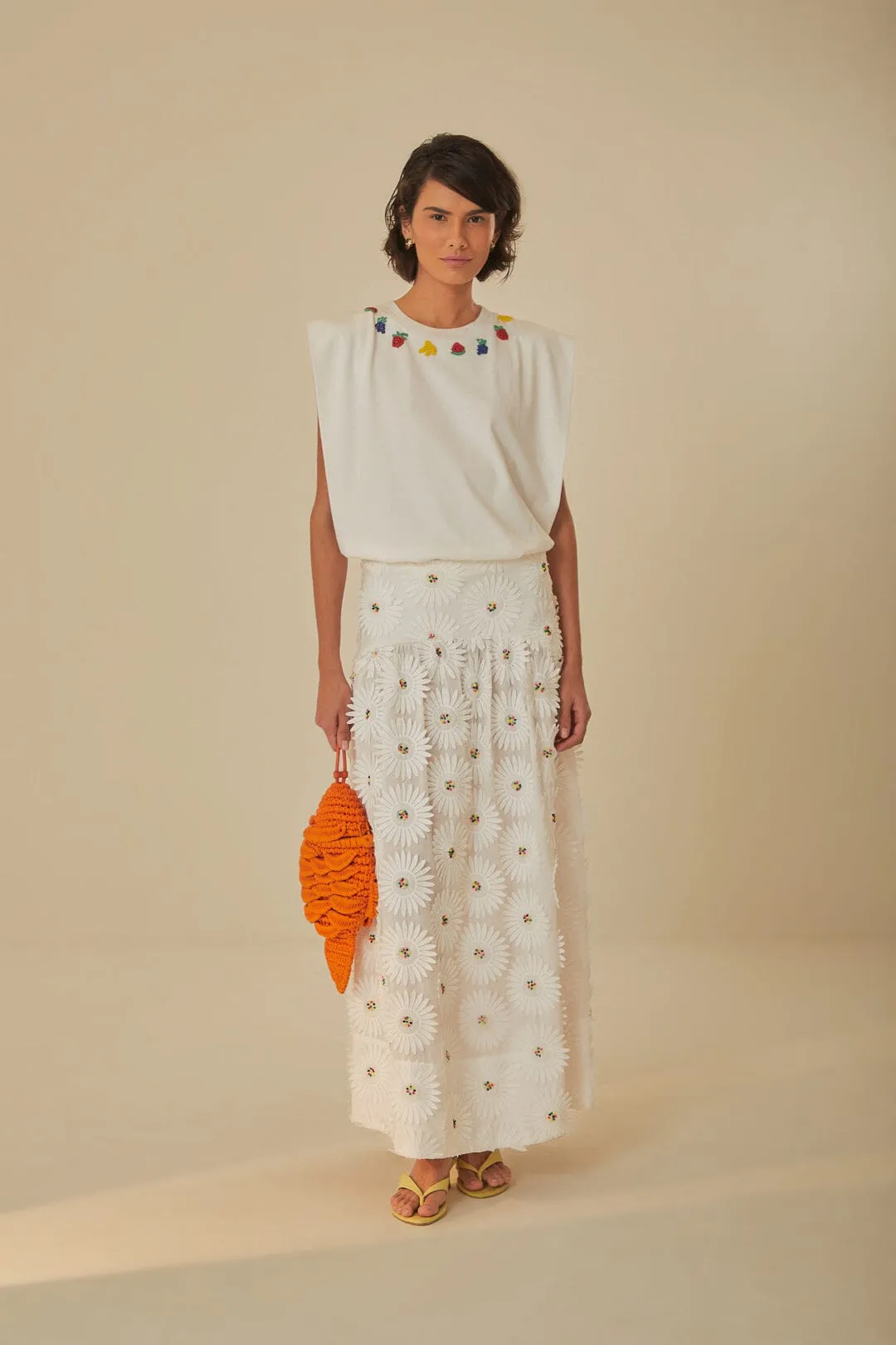 White Beaded Fruits Organic Cotton T-Shirt sold by FARM Rio product image thumbnail 2