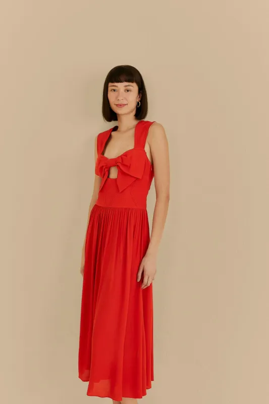 Red Bow Sleeveless Midi Dress sold by FARM Rio