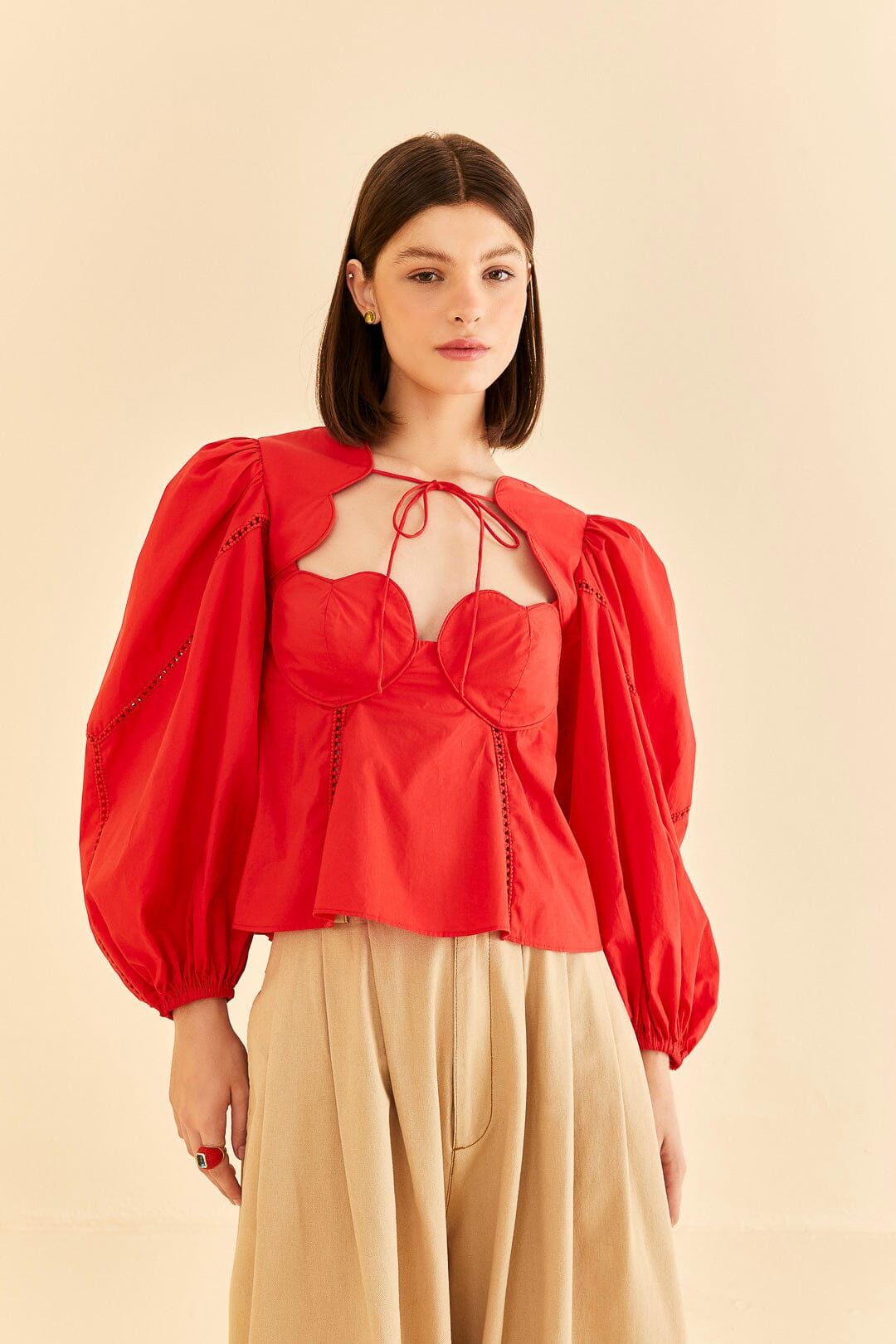 Red Heart Shaped Neckline Blouse sold by FARM Rio