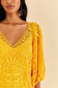Yellow Guipure Midi Dress sold by FARM Rio