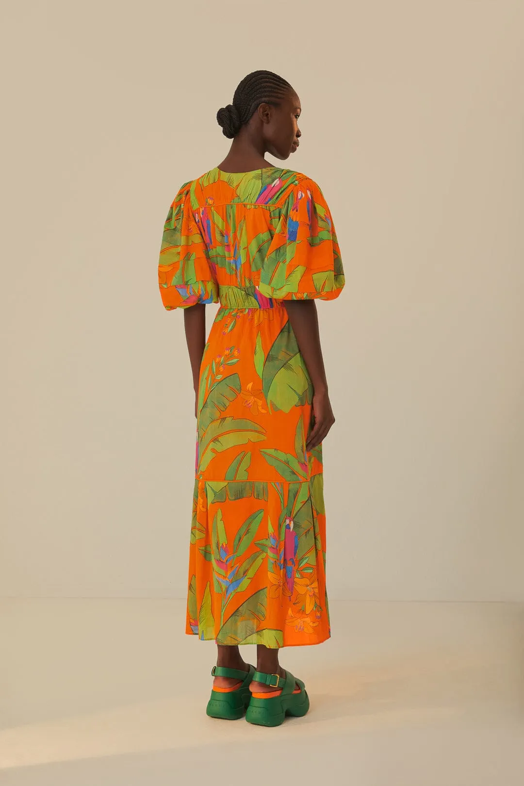 Orange Fresh Macaws Midi Dress sold by FARM Rio product image thumbnail 2