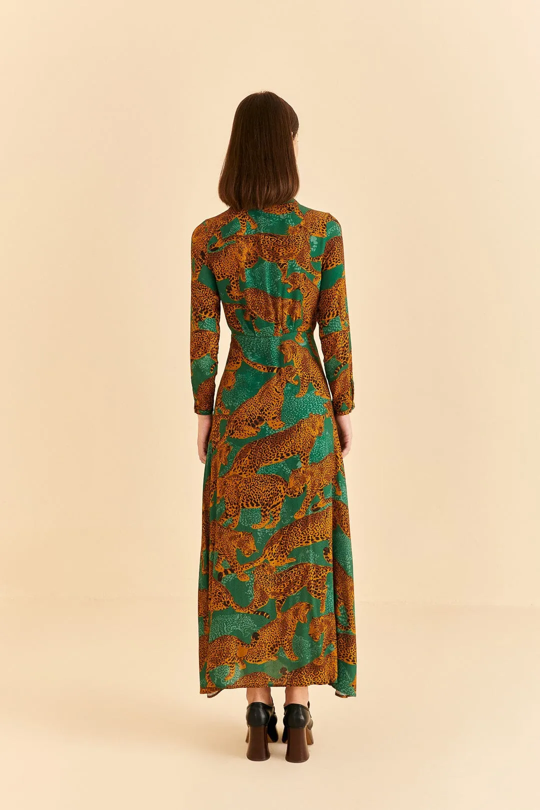 Green Artsy Leopards Long Sleeve Maxi Dress sold by FARM Rio product image thumbnail 4