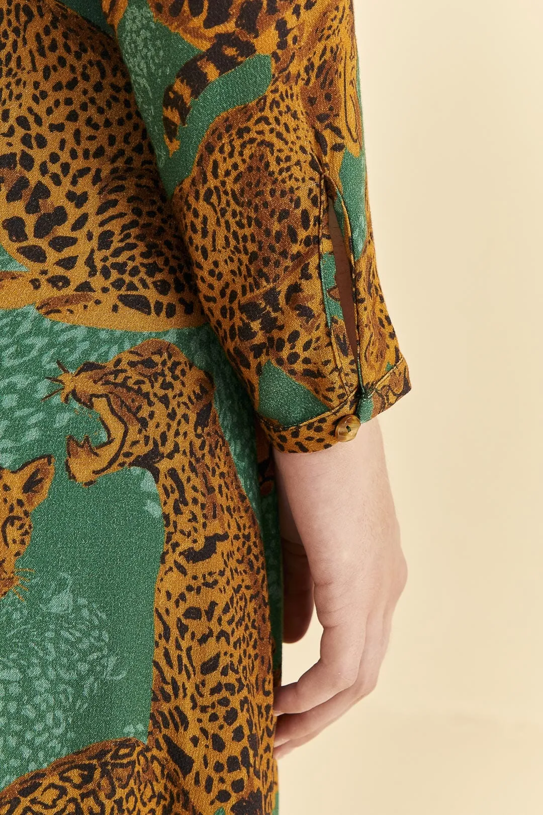 Green Artsy Leopards Long Sleeve Maxi Dress sold by FARM Rio product image thumbnail 5