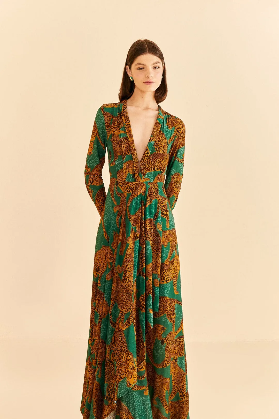 Green Artsy Leopards Long Sleeve Maxi Dress sold by FARM Rio product image thumbnail 2