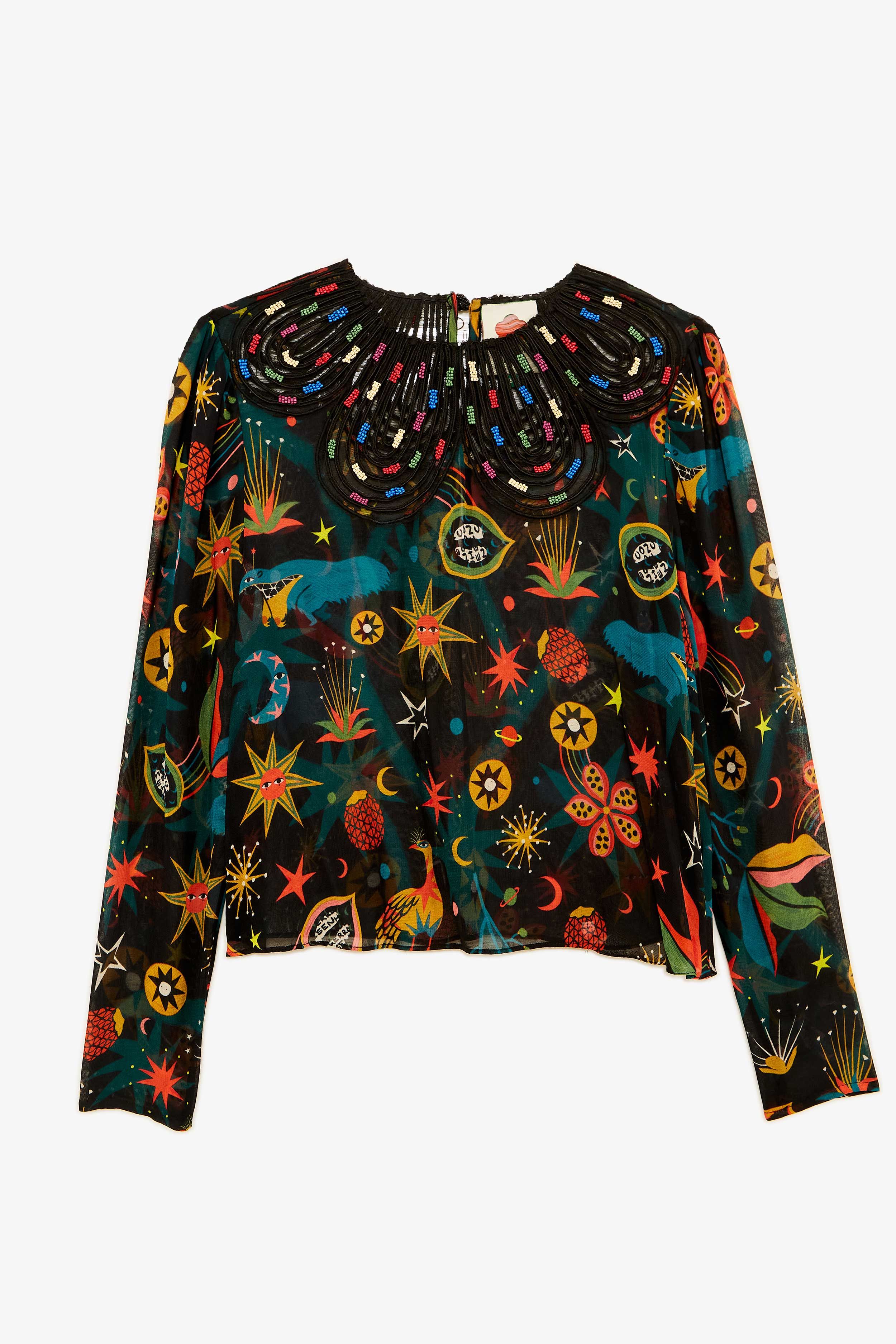 Black Cerrado Sky Embroidered Blouse sold by FARM Rio product image thumbnail 6