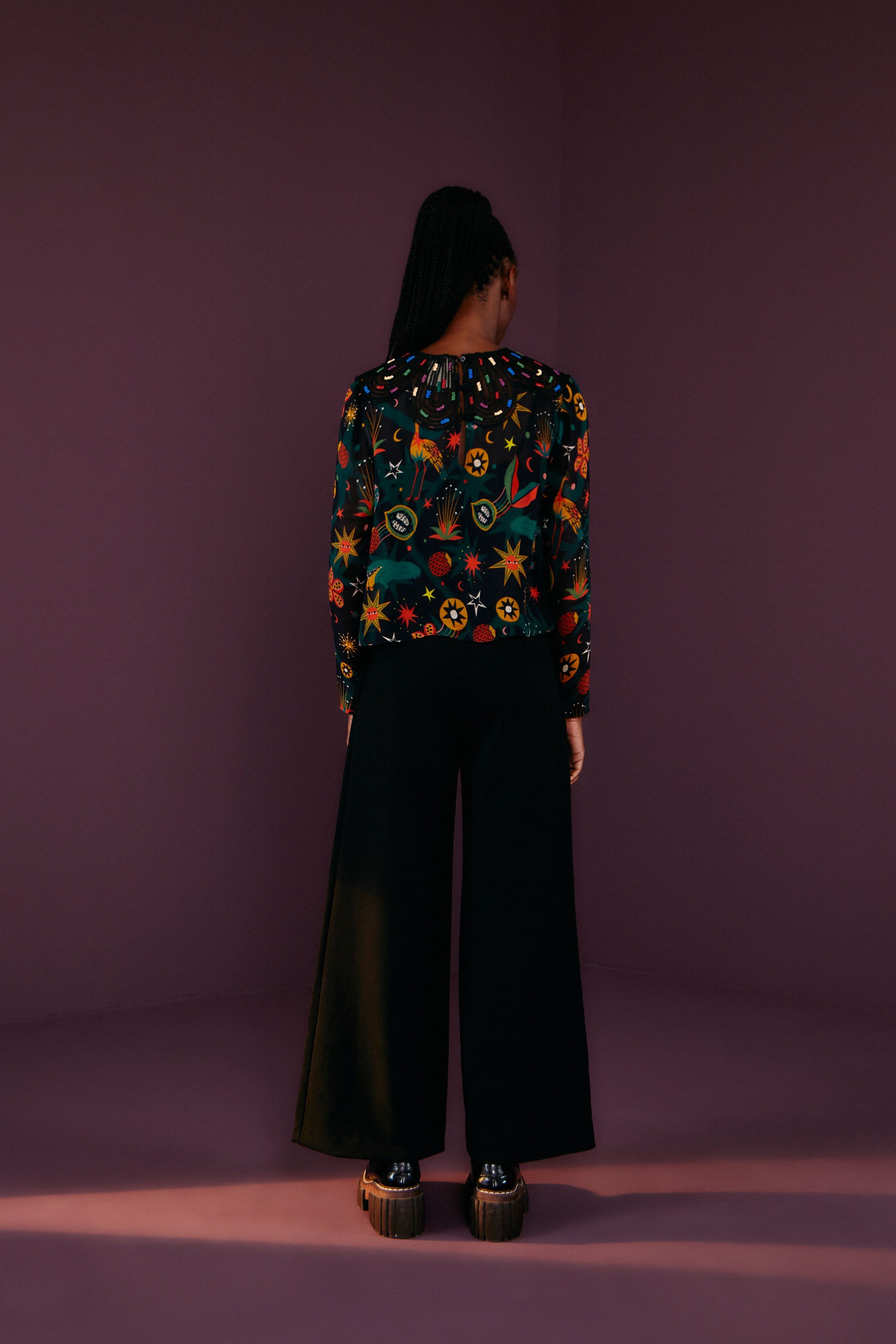 Black Cerrado Sky Embroidered Blouse sold by FARM Rio product image thumbnail 2