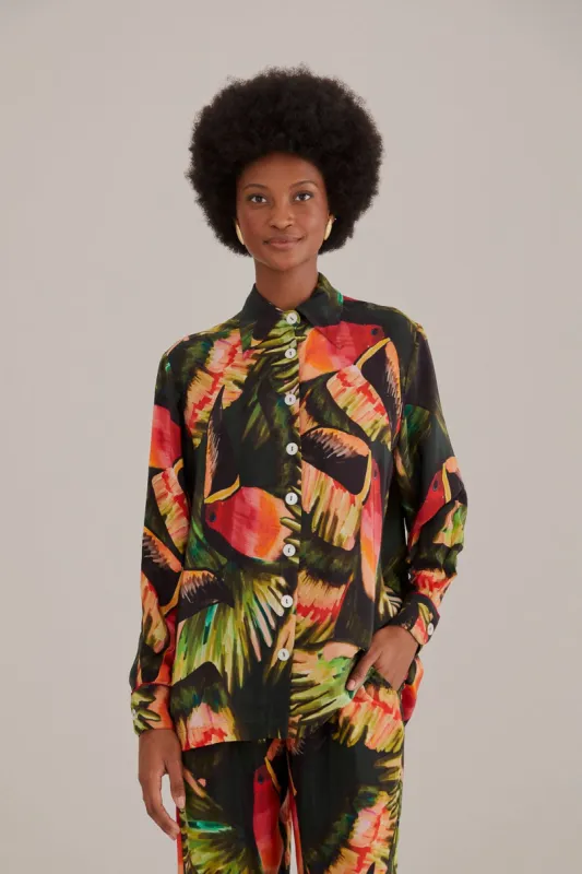 Green Painted Toucans Shirt sold by FARM Rio