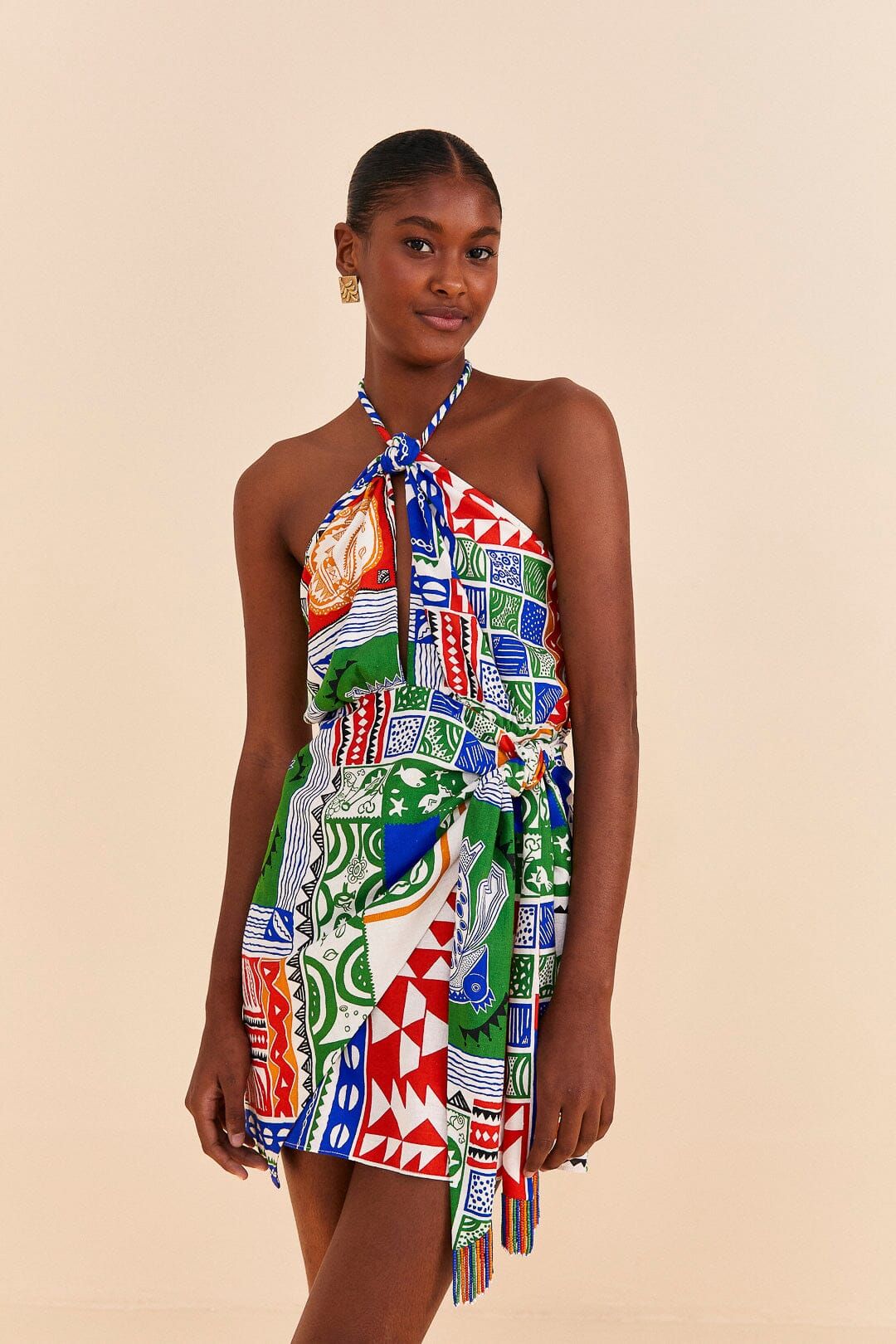 Off-White Pitta Colors Mini Dress sold by FARM Rio