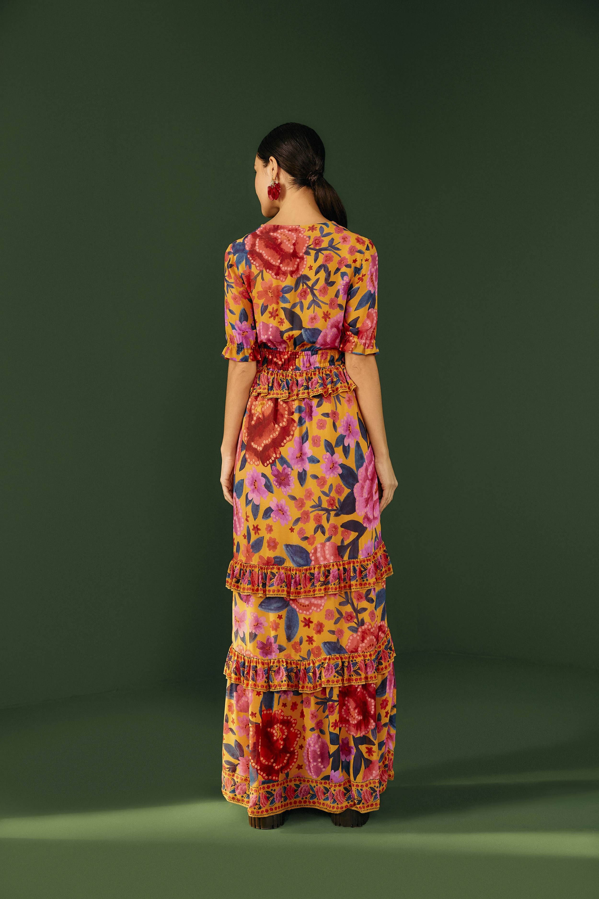 Yellow Floral Dream Maxi Dress sold by FARM Rio product image thumbnail 3