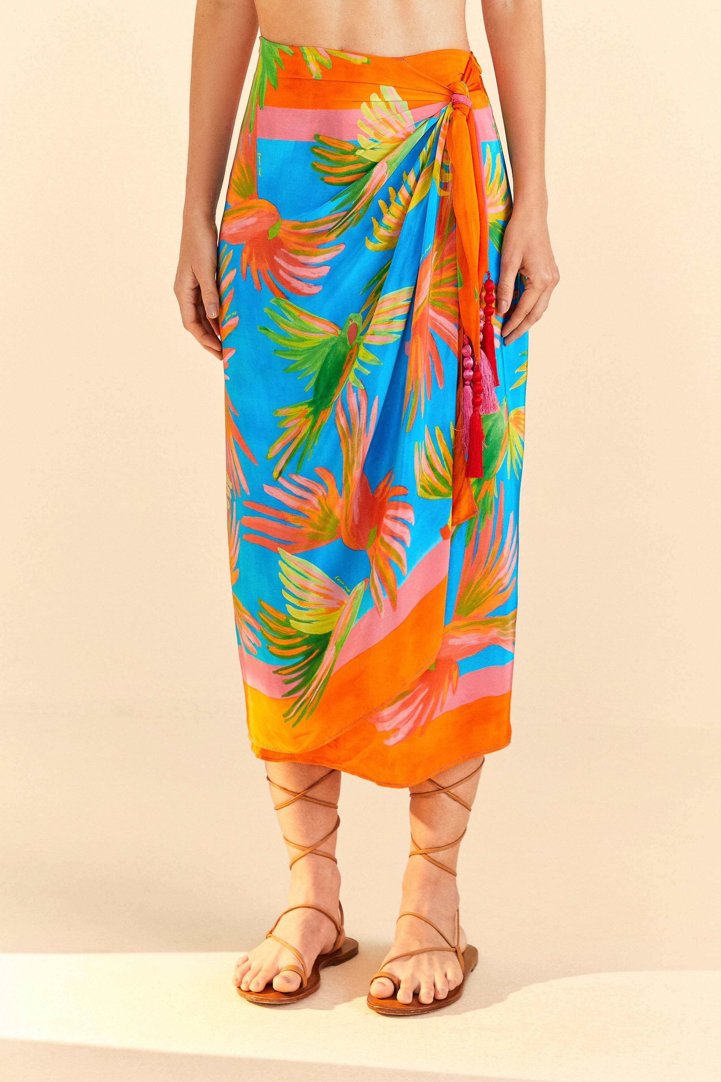 Painted Birds Scarf Midi Skirt sold by FARM Rio product image thumbnail 3