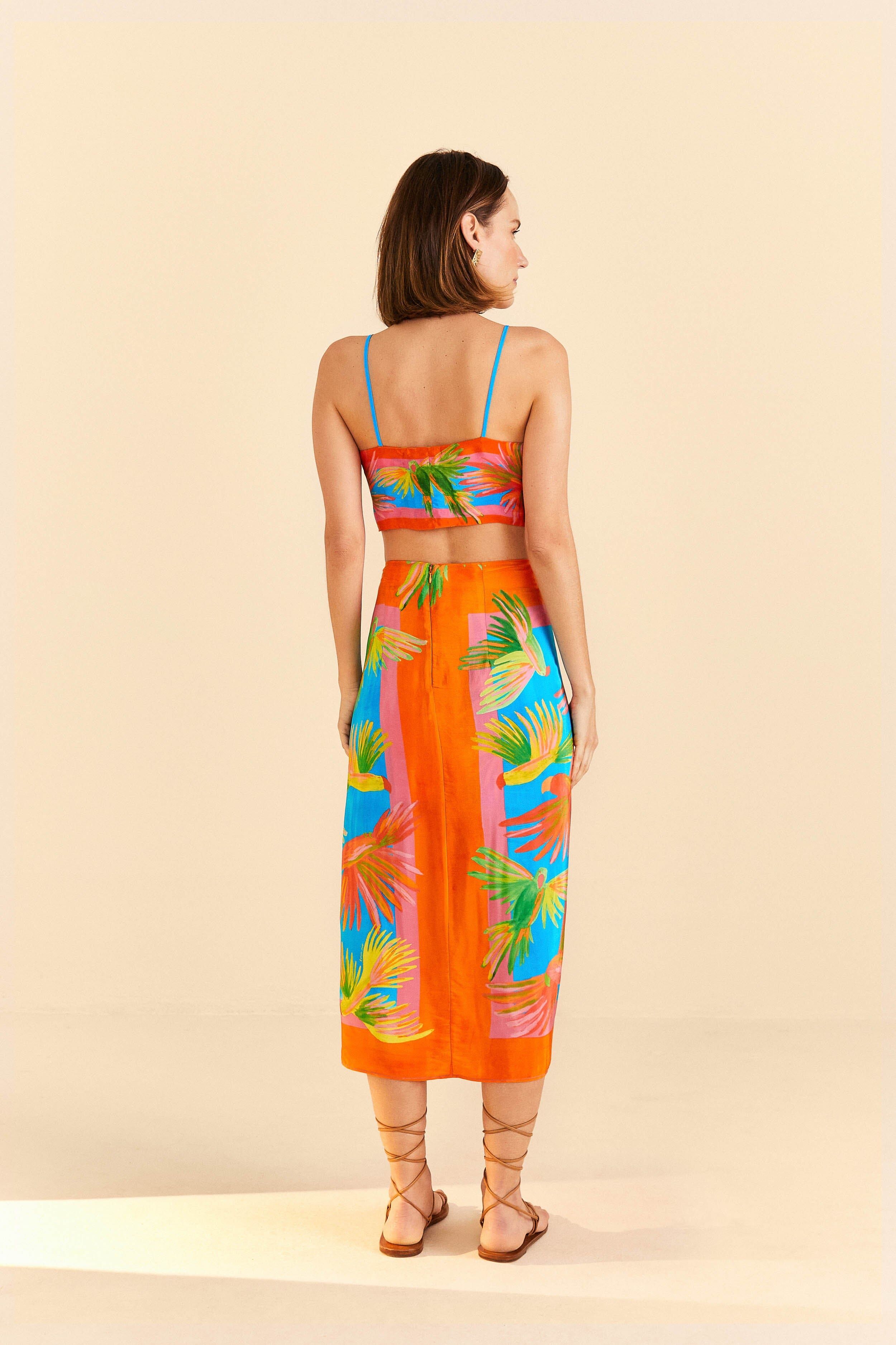 Painted Birds Scarf Midi Skirt sold by FARM Rio product image thumbnail 4