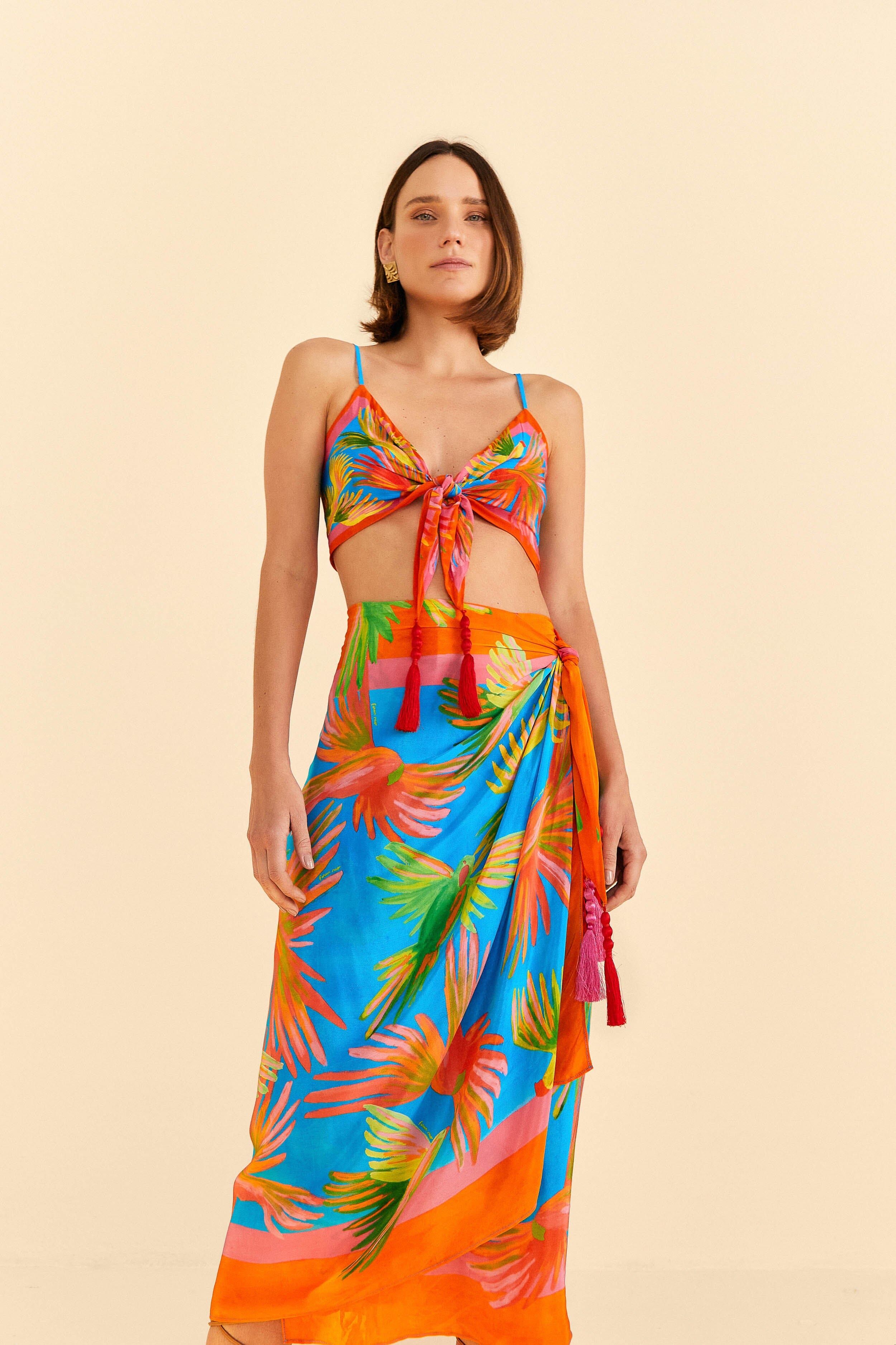 Painted Birds Scarf Midi Skirt sold by FARM Rio product image thumbnail 2