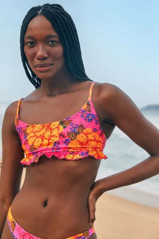 Pink Flowers Garden Bikini Top sold by FARM Rio