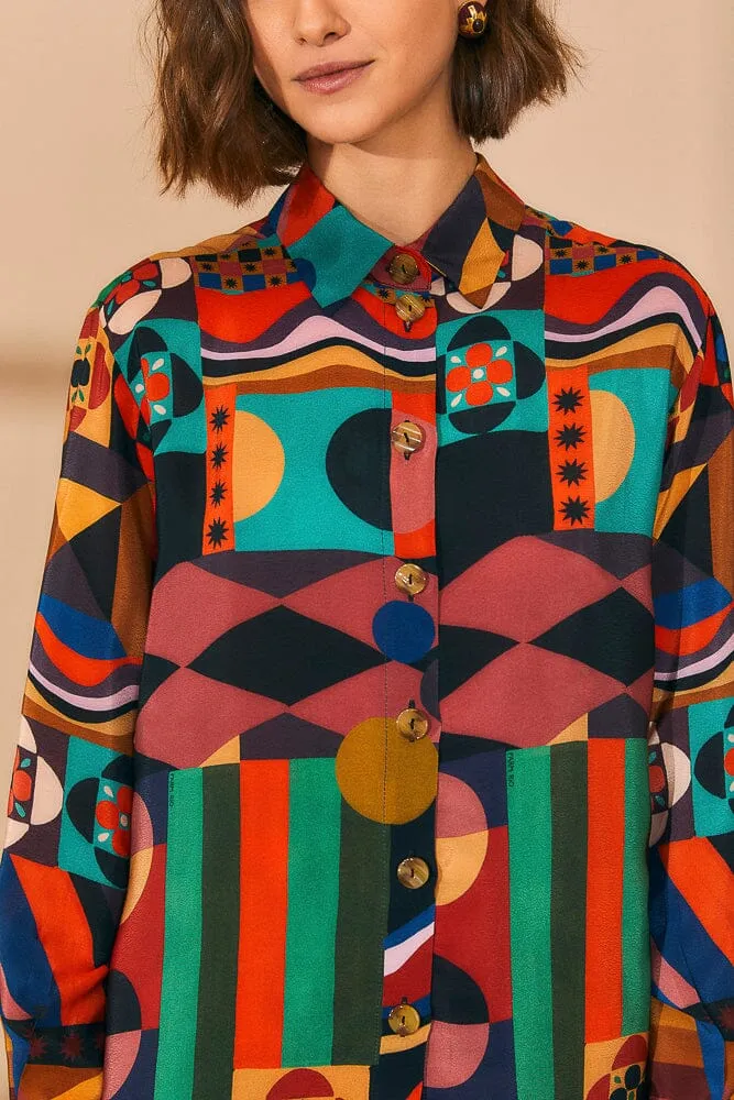 Multicolor Tropical Shapes Long Sleeve Shirt sold by FARM Rio product image thumbnail 3