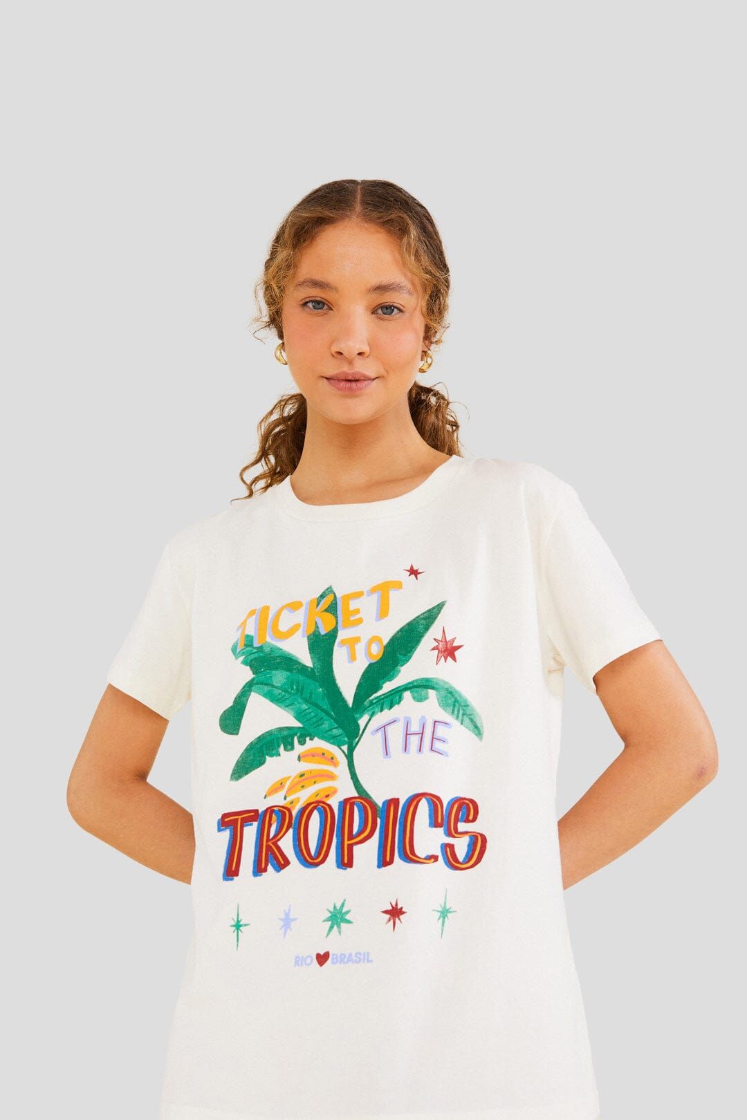 Ticket To The Tropics Organic Cotton T-Shirt sold by FARM Rio
