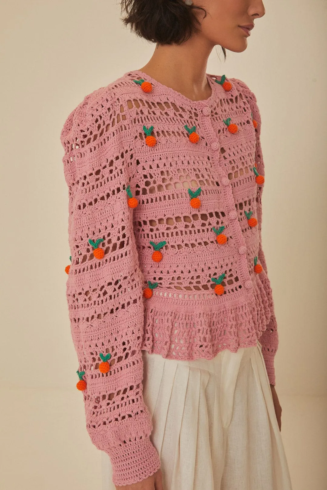 Pink Orange Tassel Crochet Blouse sold by FARM Rio product image thumbnail 2
