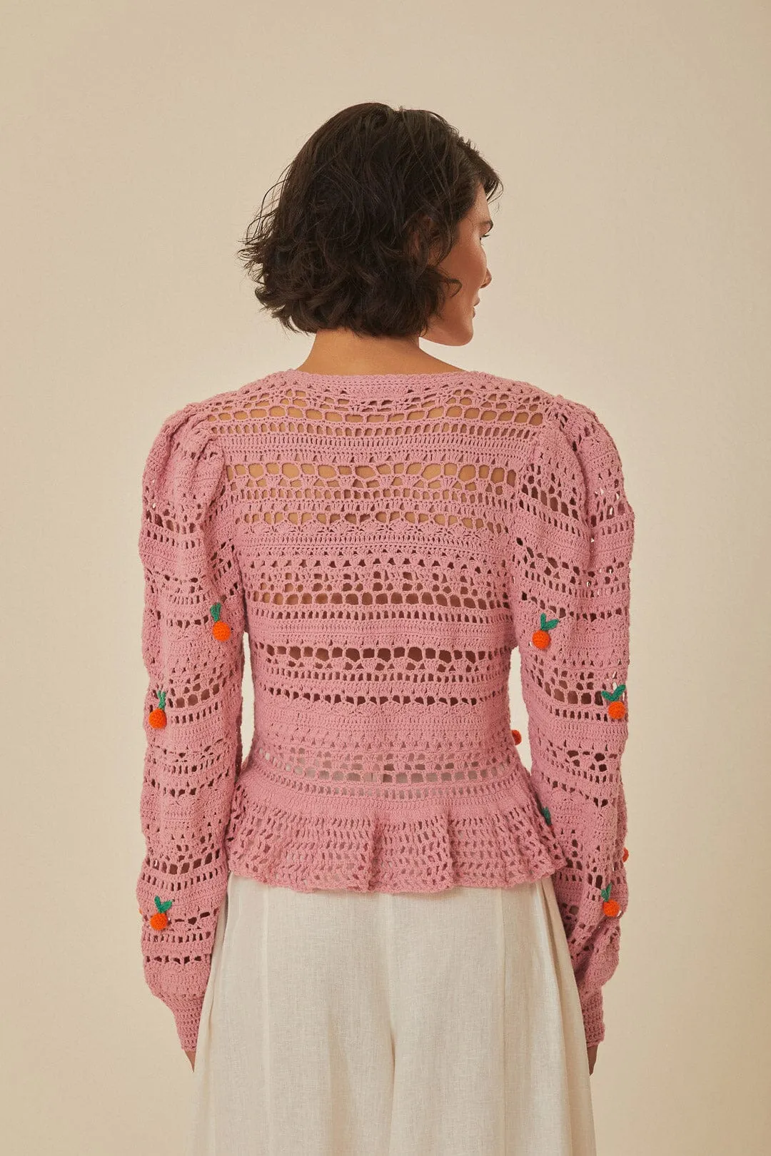 Pink Orange Tassel Crochet Blouse sold by FARM Rio product image thumbnail 3