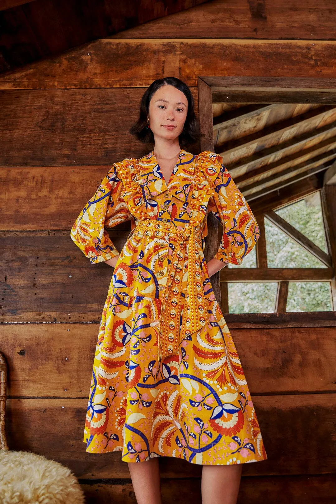 Yellow Palms Party Midi Dress sold by FARM Rio