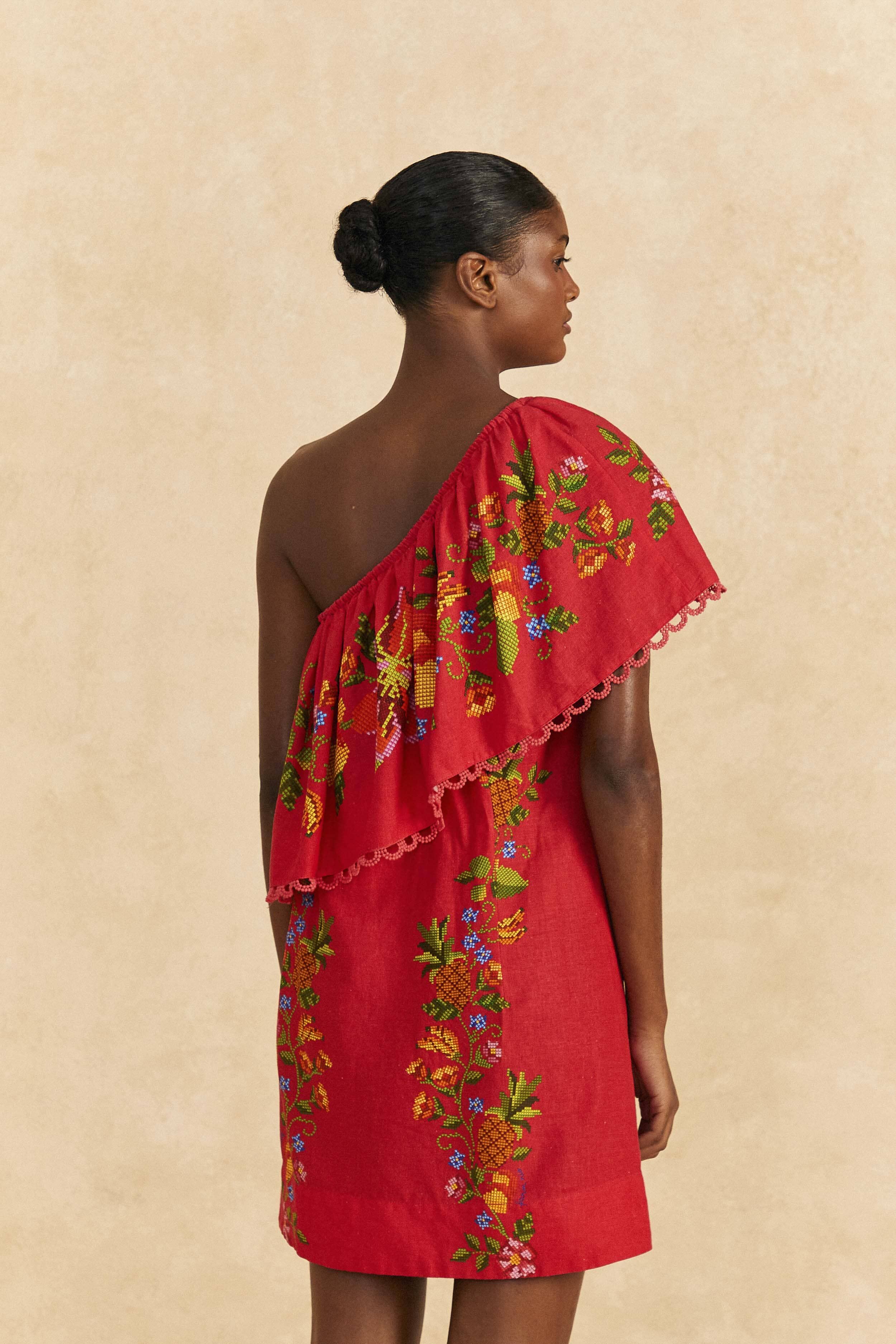 Red Tropical Romance Mini Dress sold by FARM Rio product image thumbnail 4