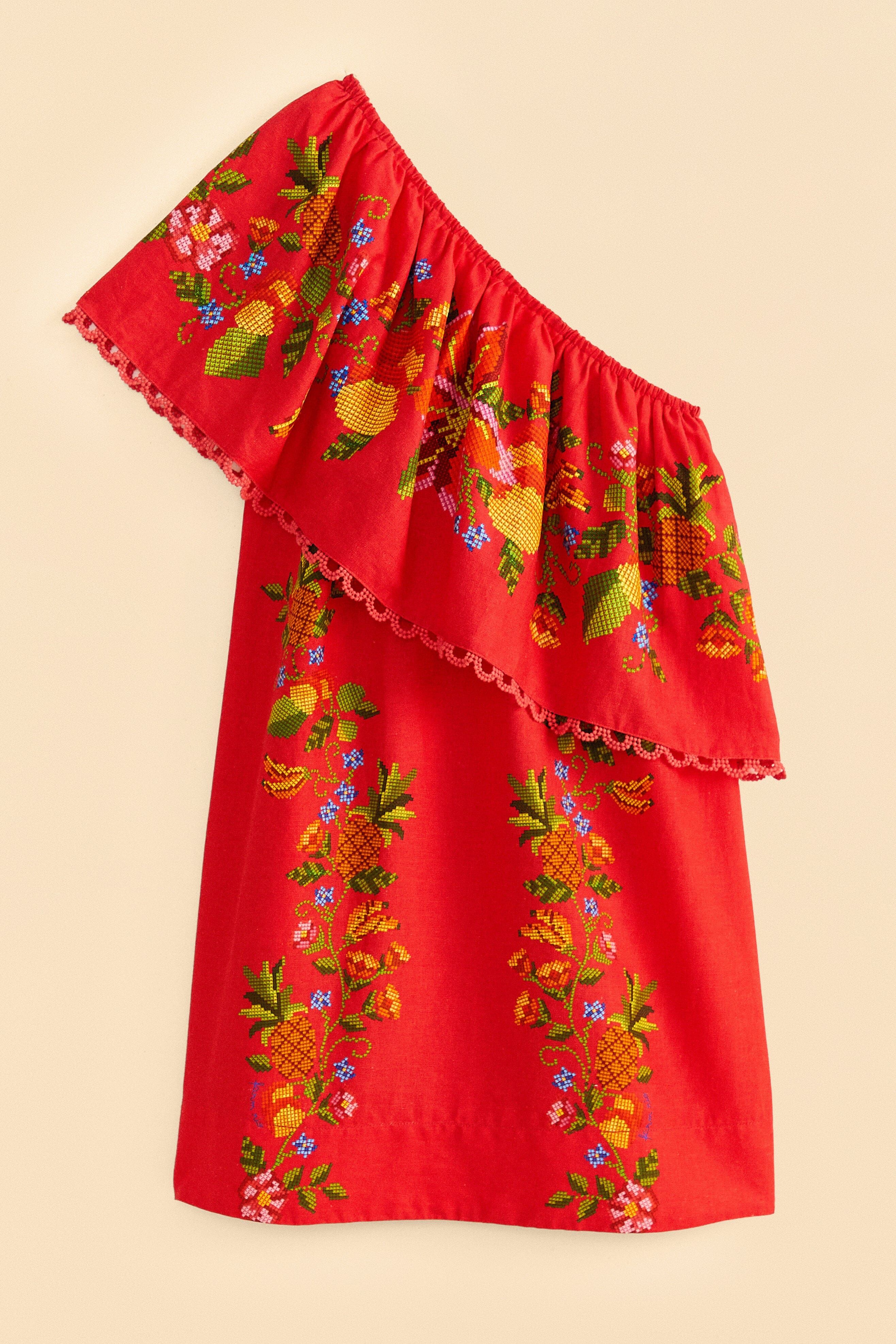 Red Tropical Romance Mini Dress sold by FARM Rio product image thumbnail 6