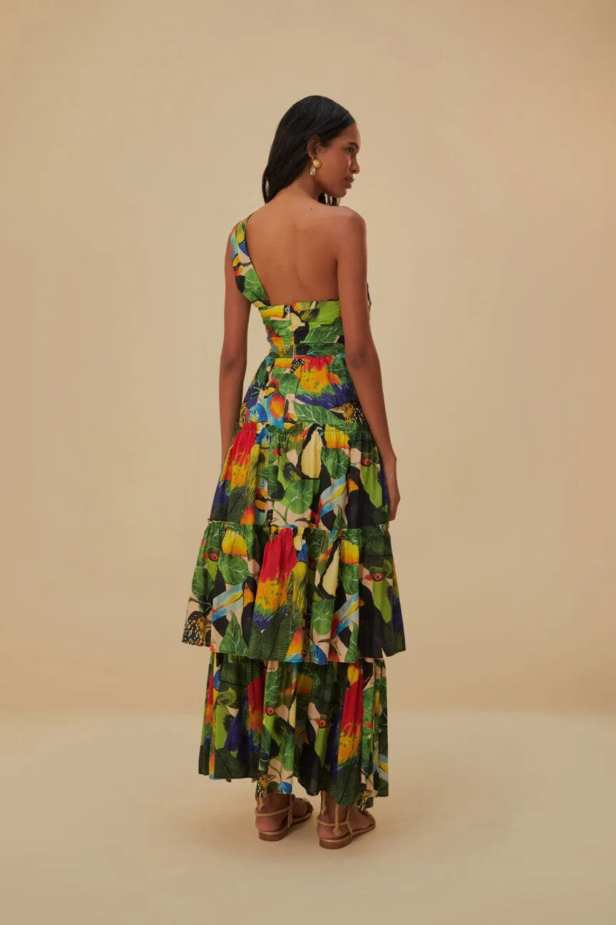 Bird Leaves Sand One Shoulder Maxi Dress sold by FARM Rio product image thumbnail 4