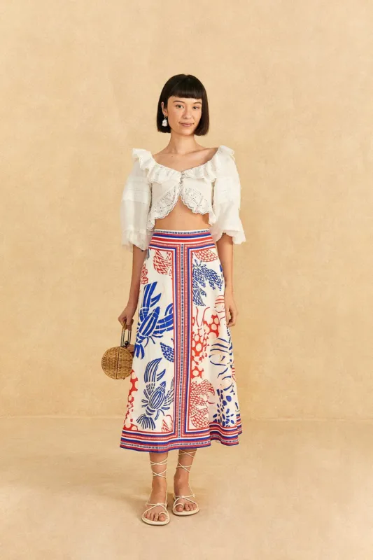 Off-White Mixed Lobsters Midi Skirt sold by FARM Rio