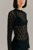 Black Lace Long Sleeve Blouse sold by FARM Rio