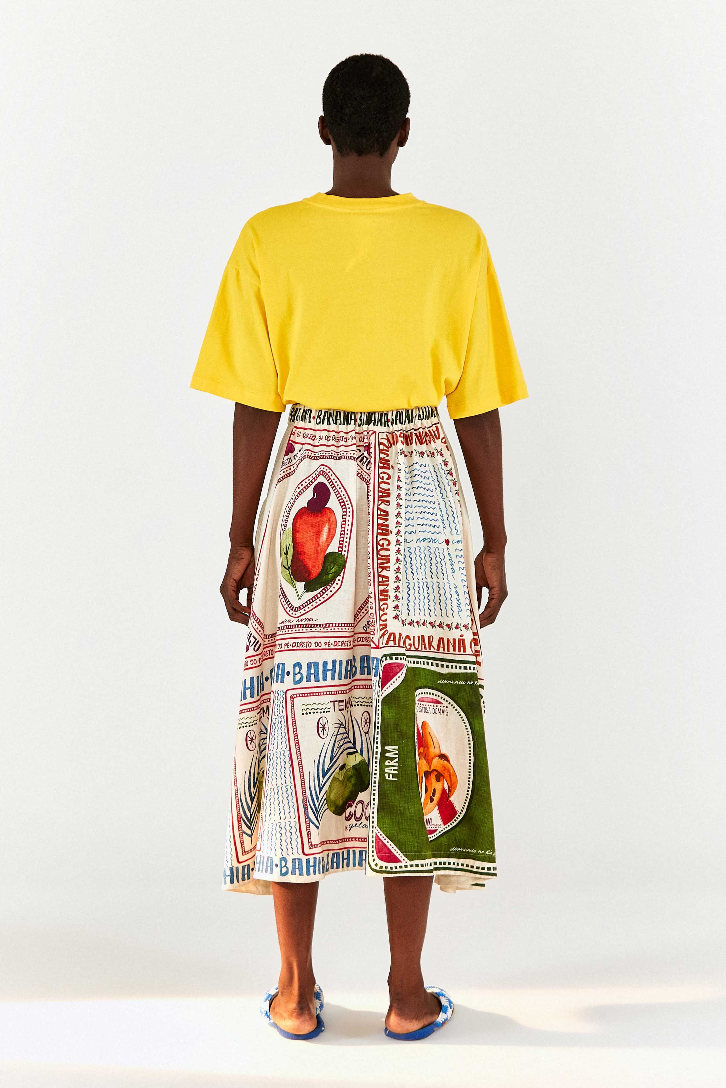 White Our Stamps Midi Skirt sold by FARM Rio product image thumbnail 2