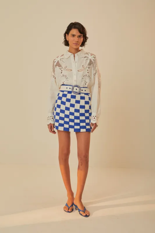 Bicolor Interweaving Euroflax™ Premium Linen Mini Skirt sold by FARM Rio