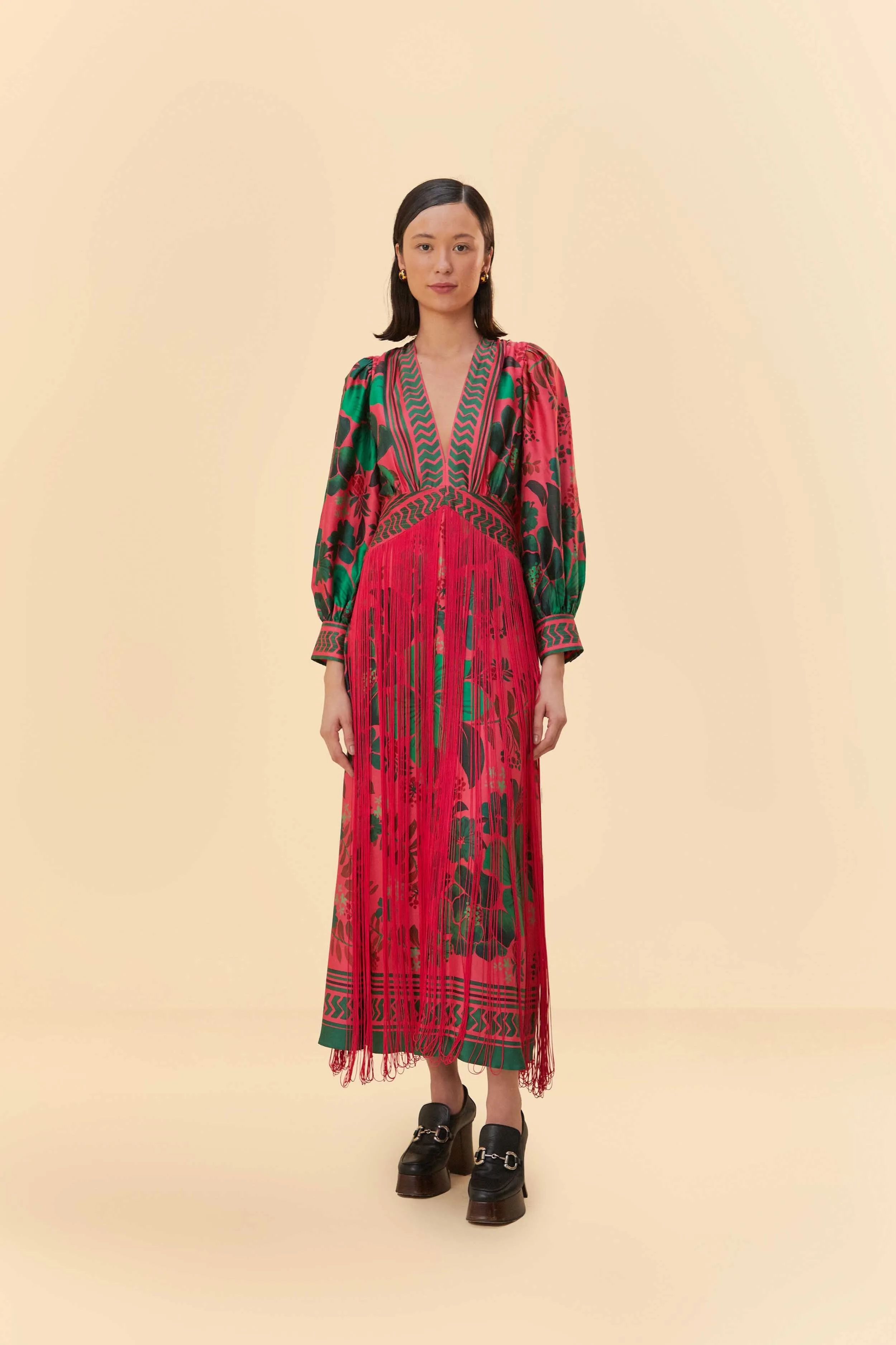 Blush Floral Yard Fringe Maxi Dress sold by FARM Rio