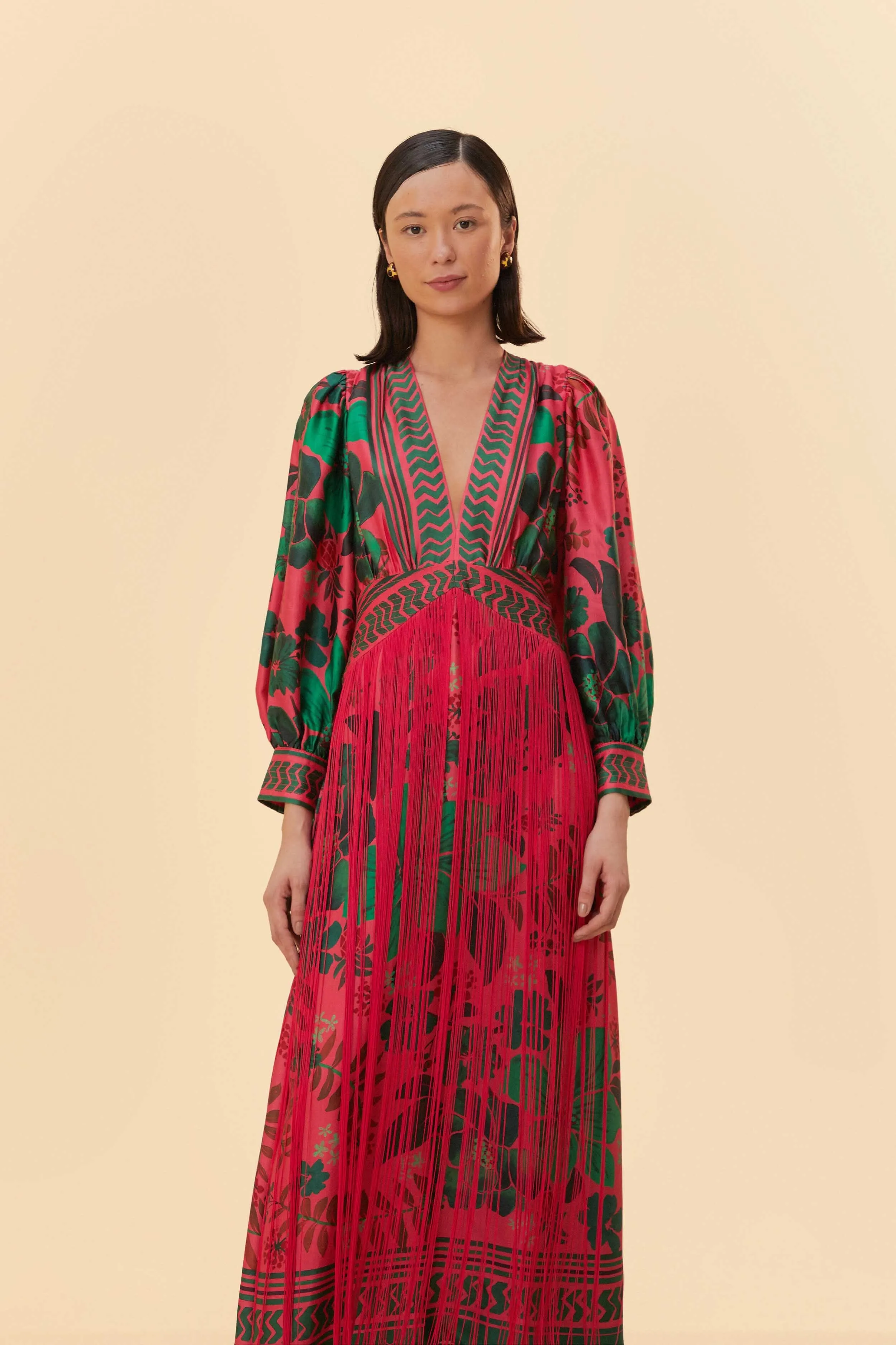 Blush Floral Yard Fringe Maxi Dress sold by FARM Rio product image thumbnail 2