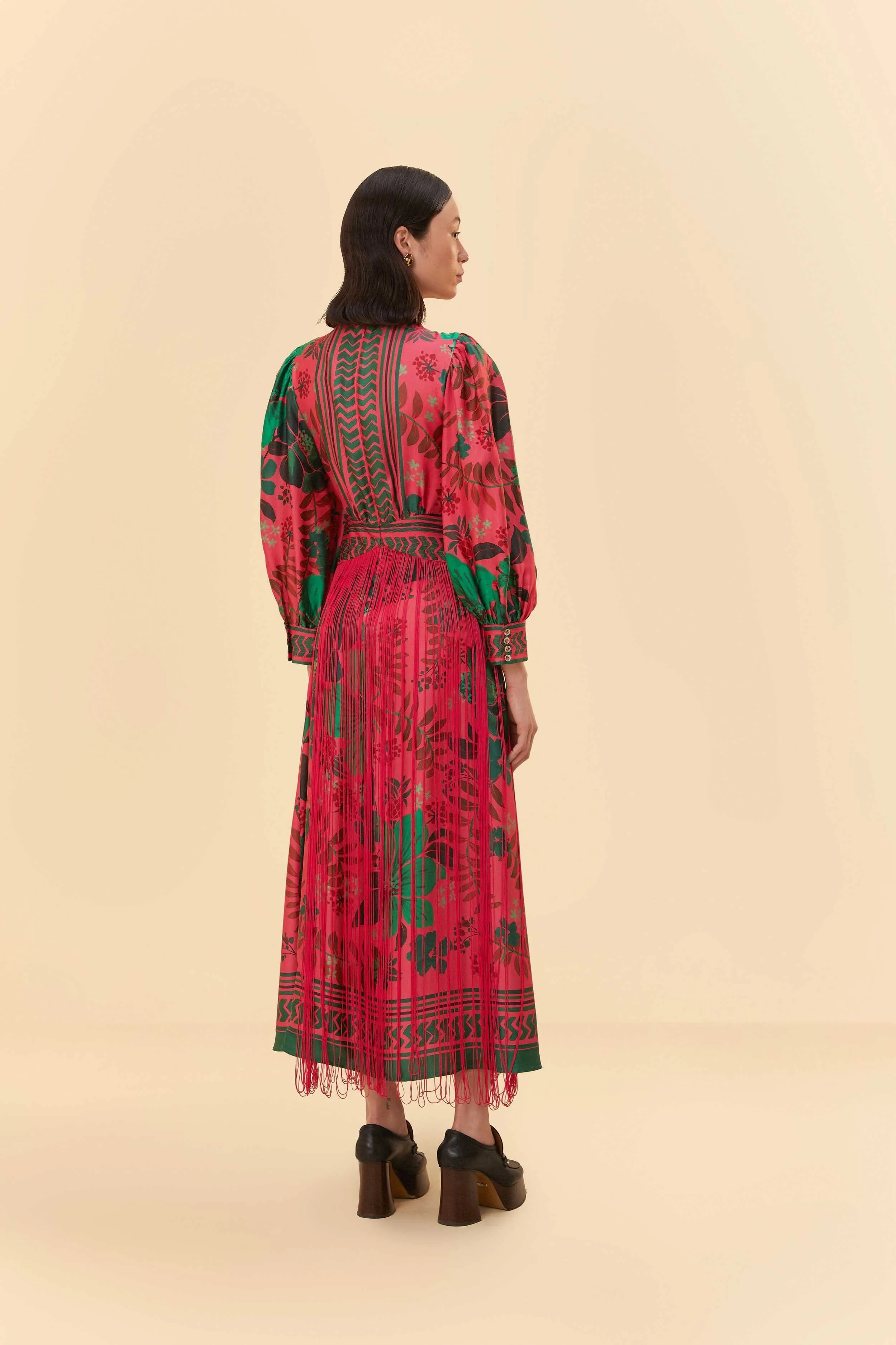 Blush Floral Yard Fringe Maxi Dress sold by FARM Rio product image thumbnail 4