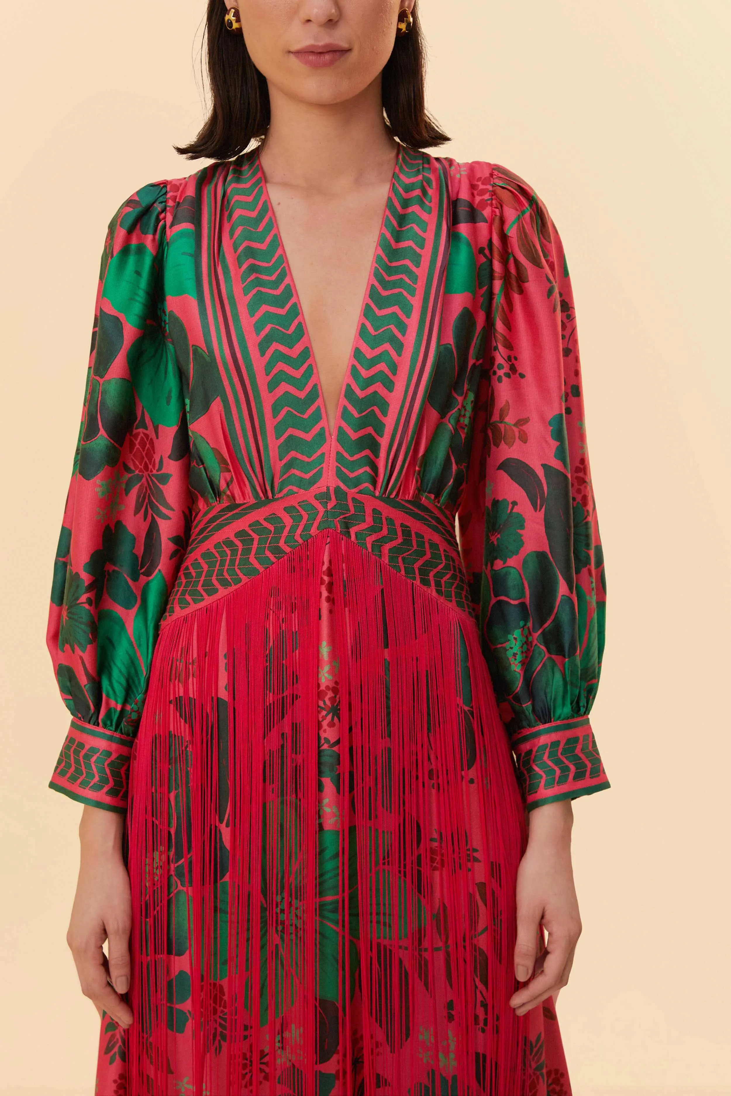 Blush Floral Yard Fringe Maxi Dress sold by FARM Rio product image thumbnail 3