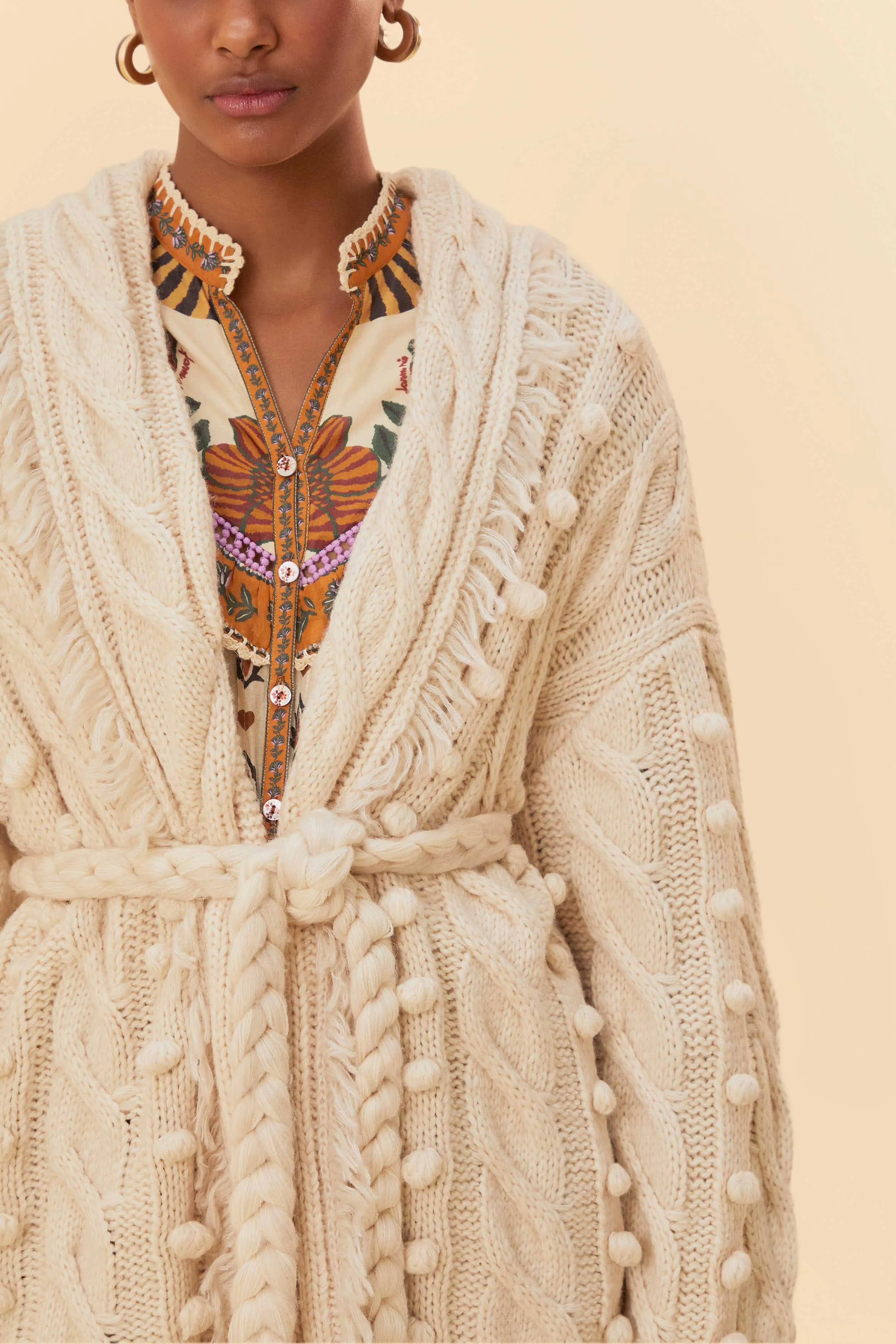 Khaki Braided Knit Cardigan sold by FARM Rio product image thumbnail 3