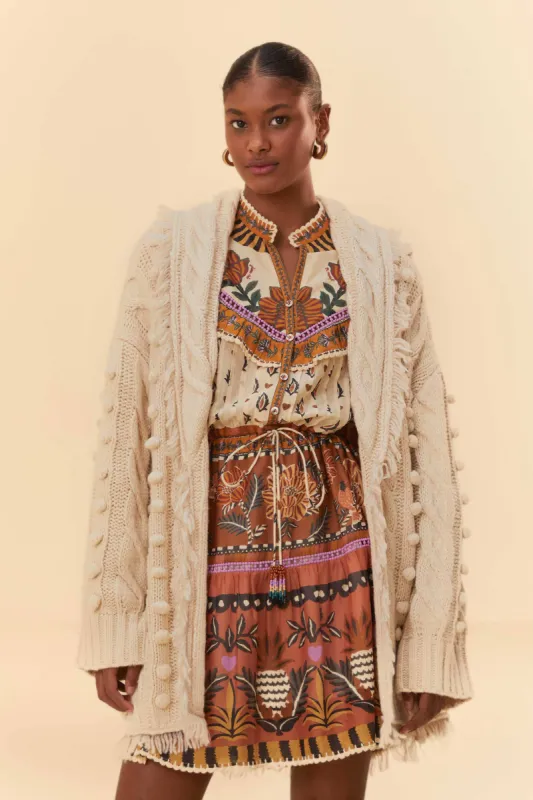 Khaki Braided Knit Cardigan sold by FARM Rio