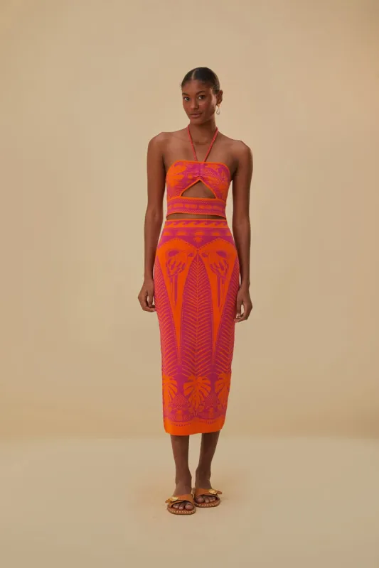 Pink Macaw Elegance Knit Skirt sold by FARM Rio