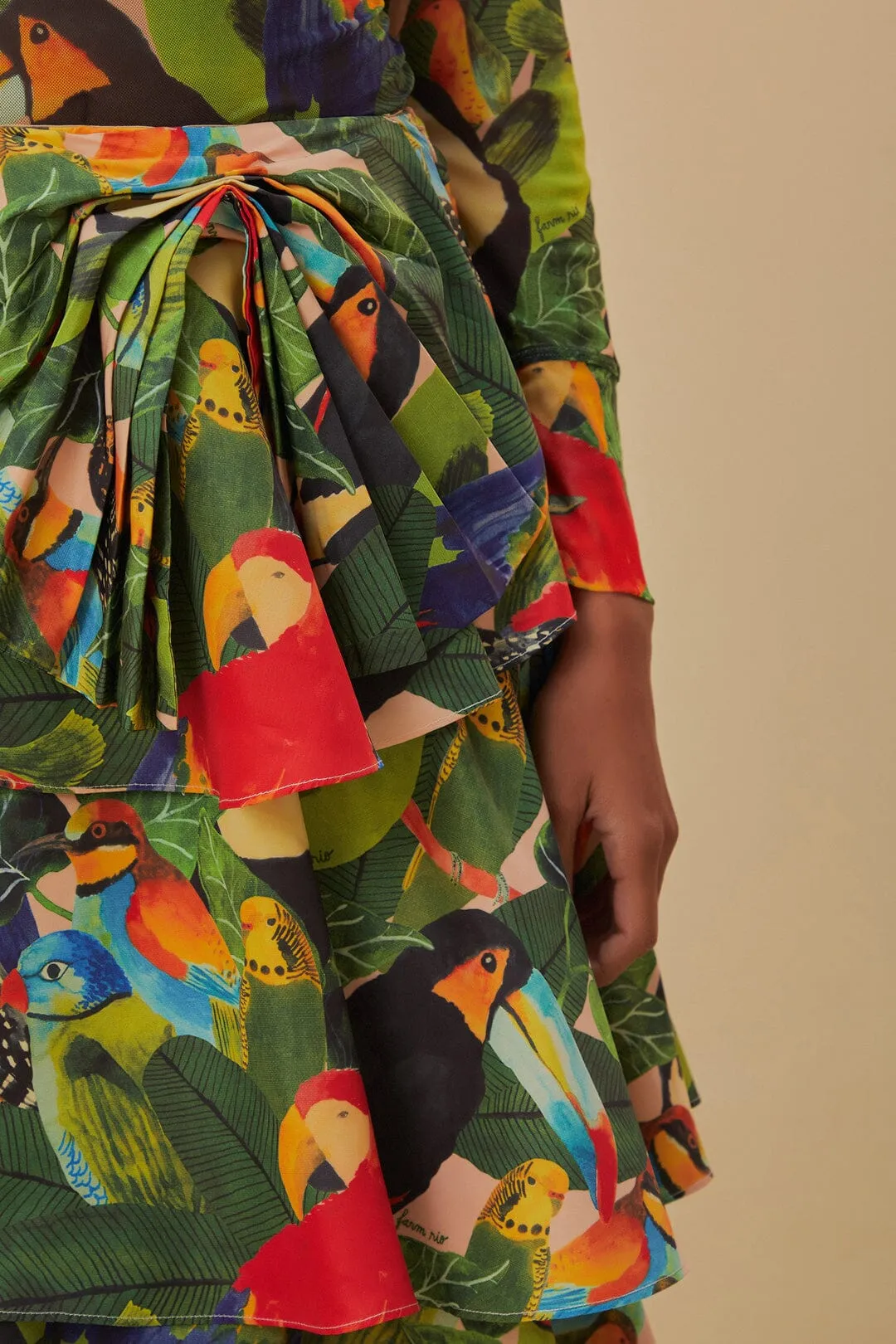 Bird Leaves Sand Tiered Bow Detail Maxi Skirt sold by FARM Rio product image thumbnail 5