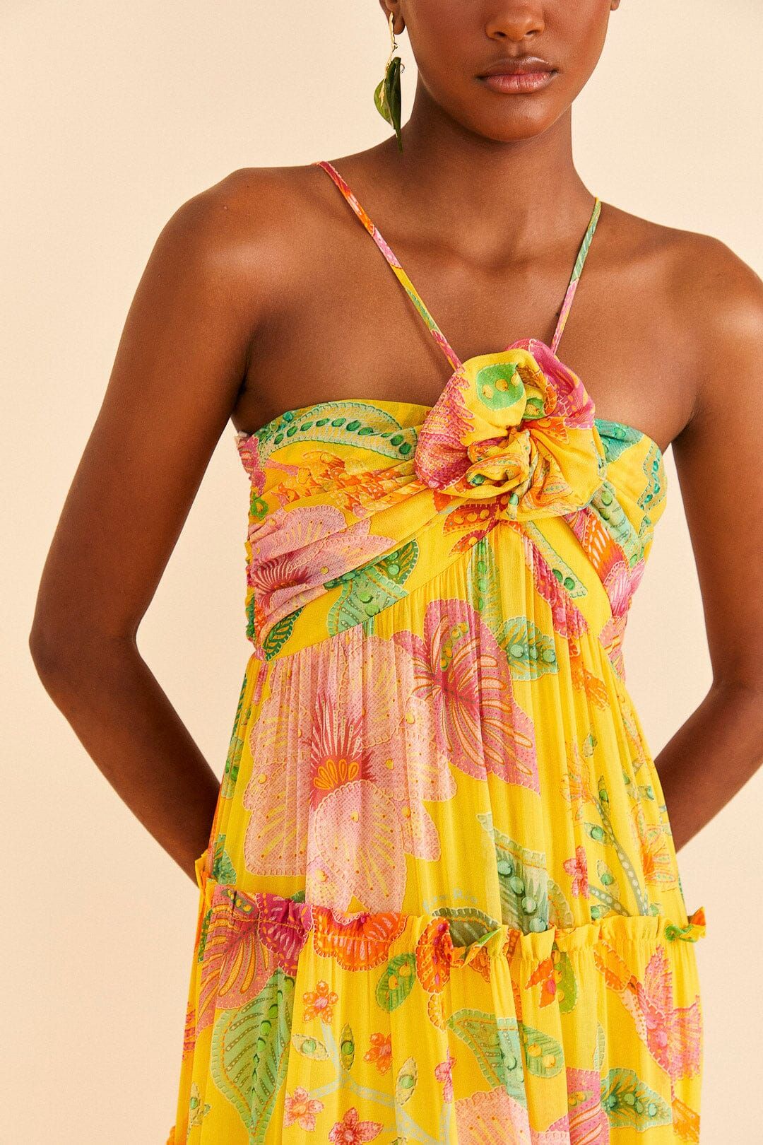 chinese dress ladies Off-White Bloom Garden Maxi Dress – FARM Rio