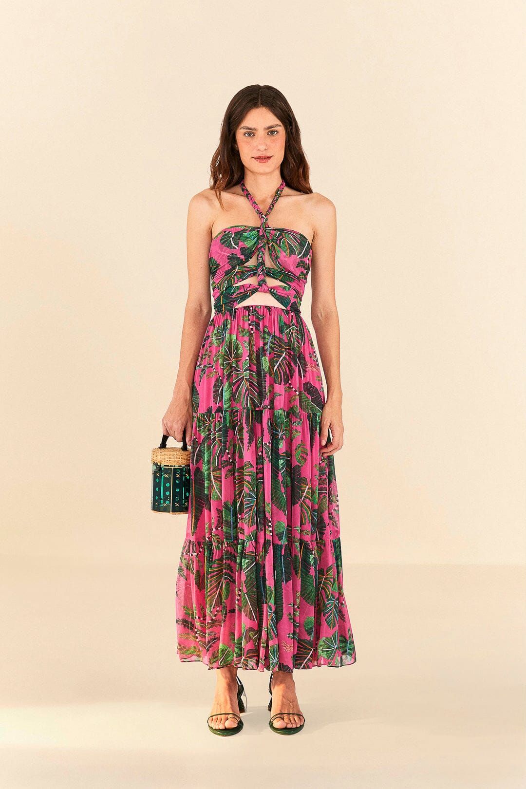 Pink Leaves Cut Out Maxi Dress sold by FARM Rio product image thumbnail 2