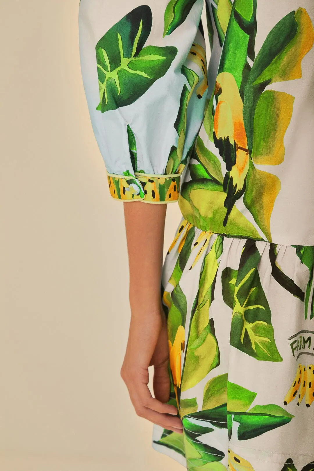 Blue Summer Foliage Scarf Organic Cotton Mini Dress sold by FARM Rio product image thumbnail 5