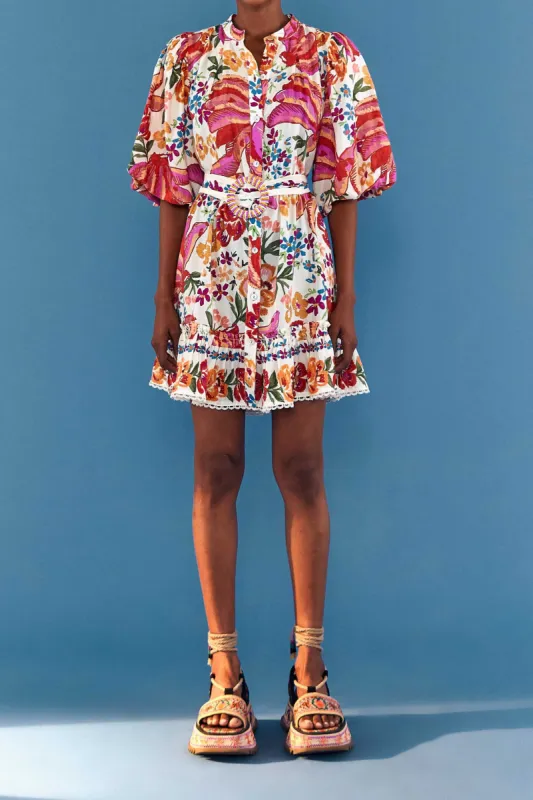 White Spring Bananas Belted Mini Dress sold by FARM Rio