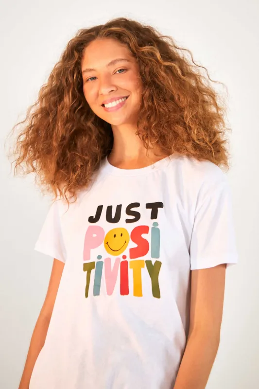 Just Positivity Smiley® Organic Cotton T Shirt sold by FARM Rio