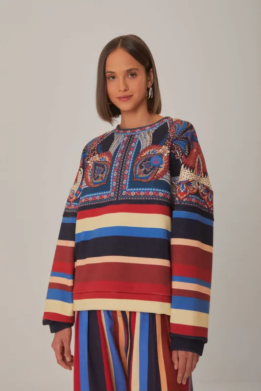 Energy Scarf Mixed Print Sweatshirt made by FARM Rio