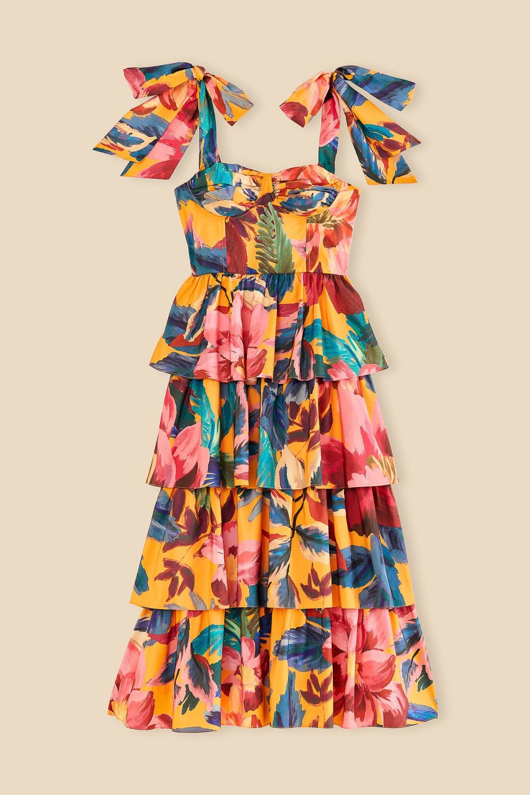 Yellow Painted Flowers Layered Maxi Dress sold by FARM Rio product image thumbnail 7