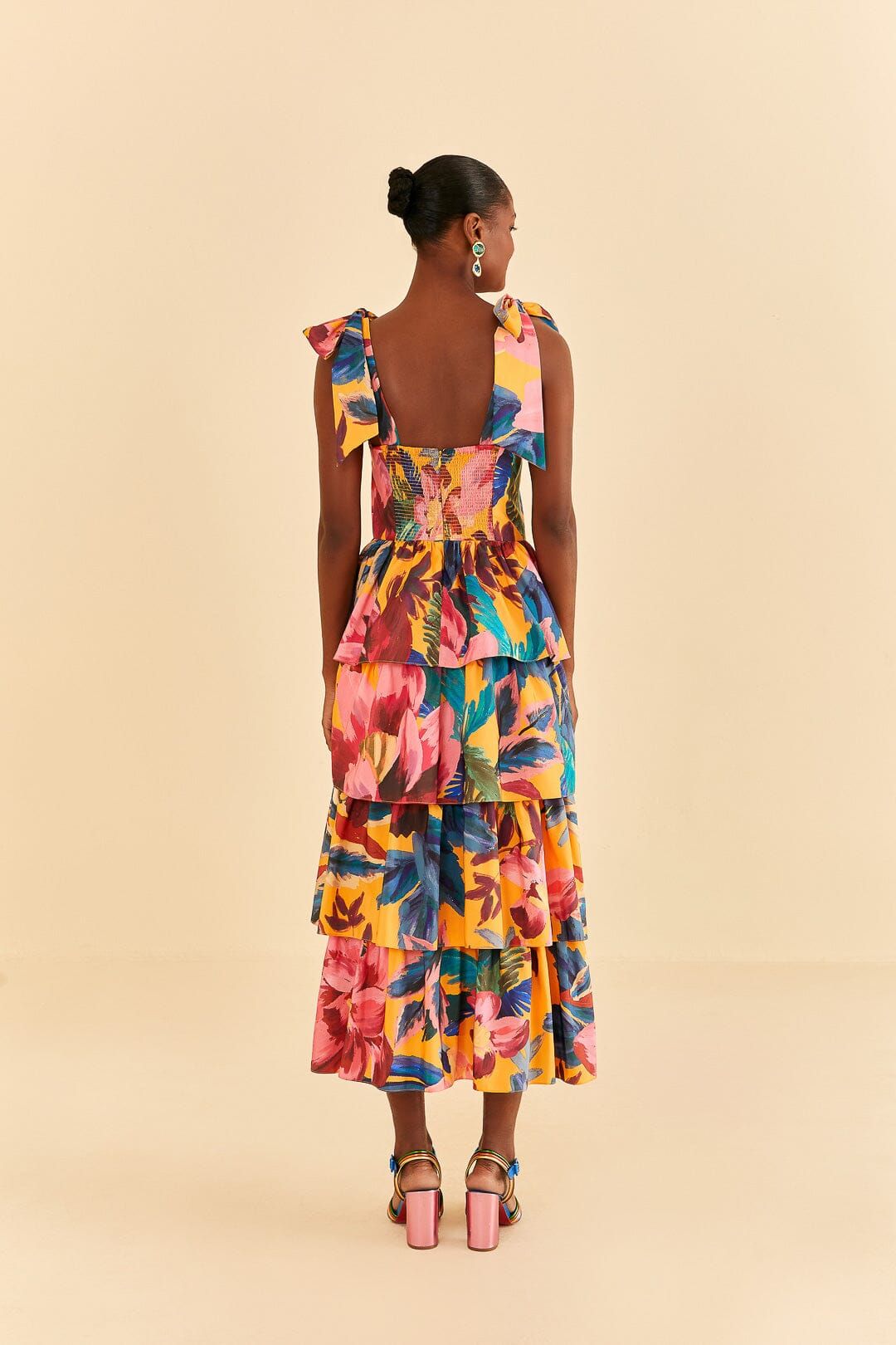 Yellow Painted Flowers Layered Maxi Dress sold by FARM Rio product image thumbnail 4
