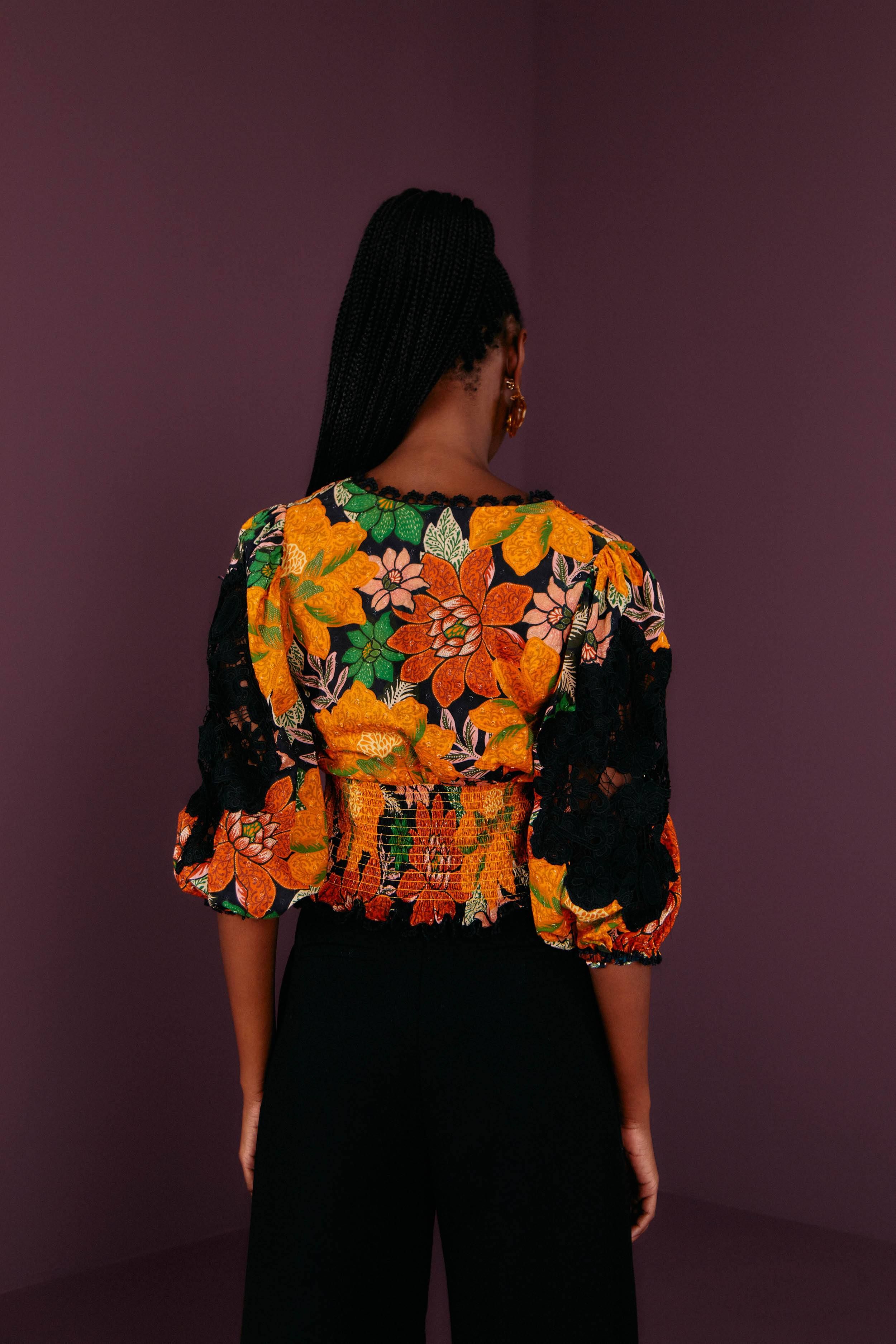 Black Garden Puff Sleeve Blouse sold by FARM Rio product image thumbnail 2