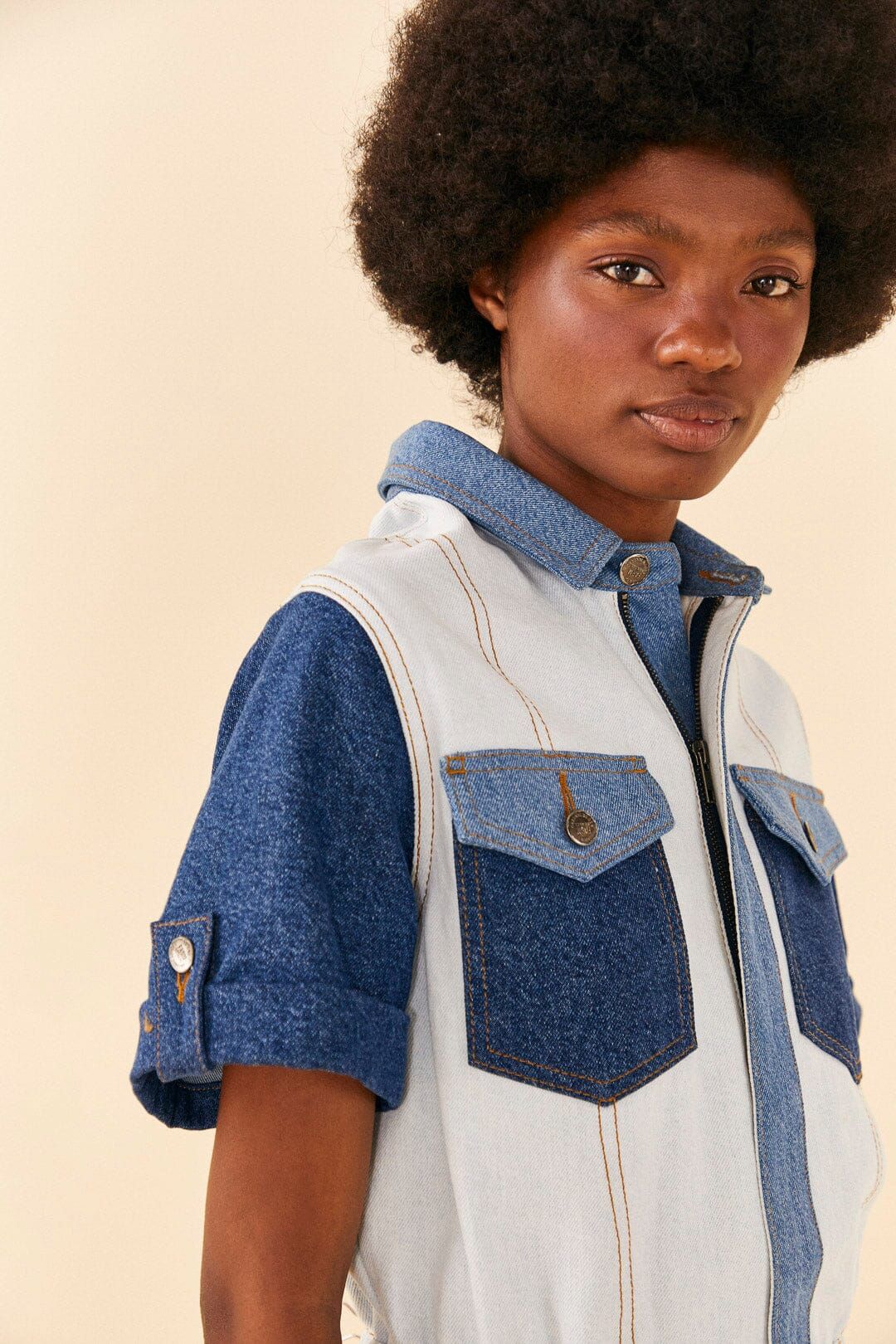 CUTWORK DENIM JUMPSUIT sold by FARM Rio product image thumbnail 2